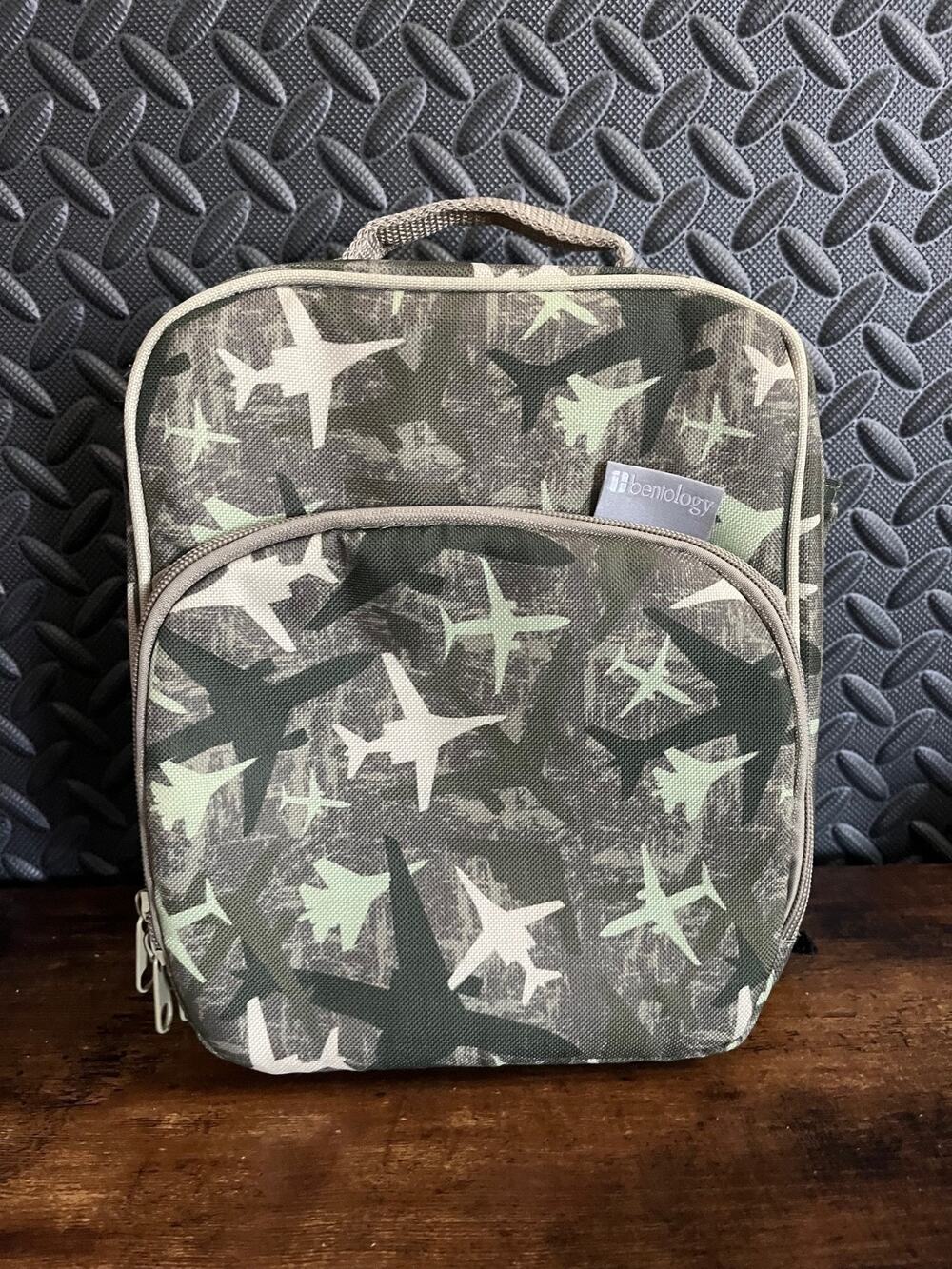 Bentology Lunch Bag and Box Set for Boys Bento Jets Camo Green Airplanes